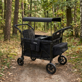 2-in-1 Foldable Double Stroller Wagon with Canopy Black
