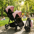 Foldable Double Baby Stroller Multi-Position Reversible Pink