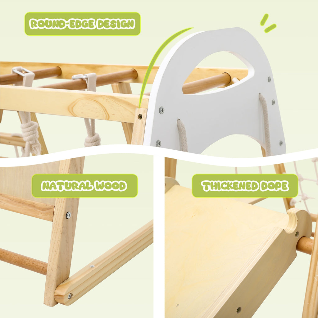 Wooden Jungle Gym Playset for Toddlers 8 in 1 with Swing and Climbing Structure GainNo