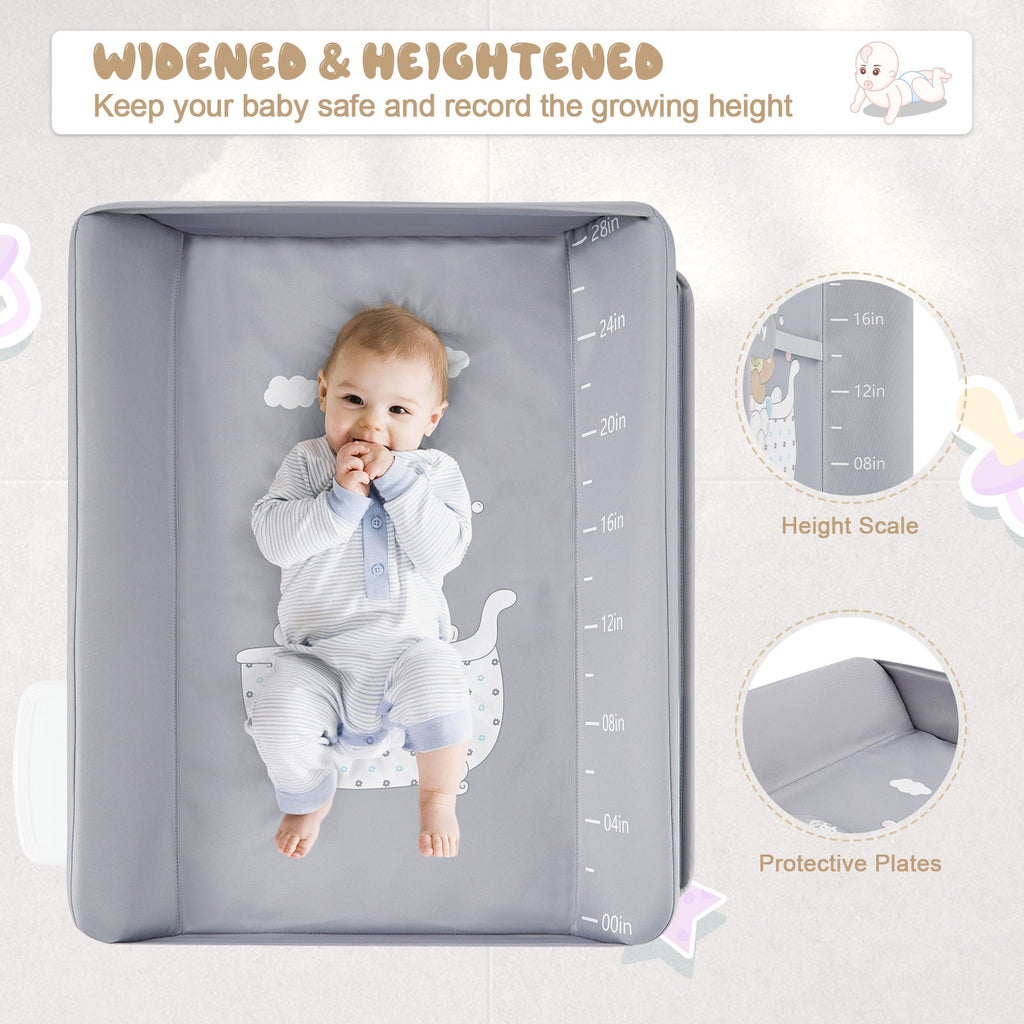 Portable Baby Changing Table with Wheels Adjustable Height and Cleaning Bucket GainNo