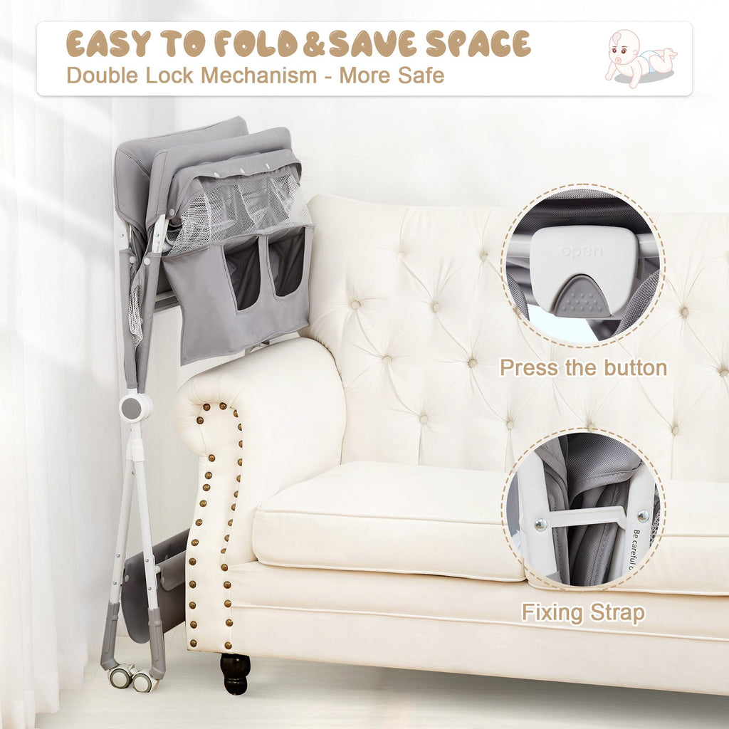 Portable Baby Changing Table with Wheels Adjustable Height and Cleaning Bucket GainNo