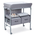 Portable Baby Changing Table with 2 Drawers and Waterproof Topper Grey