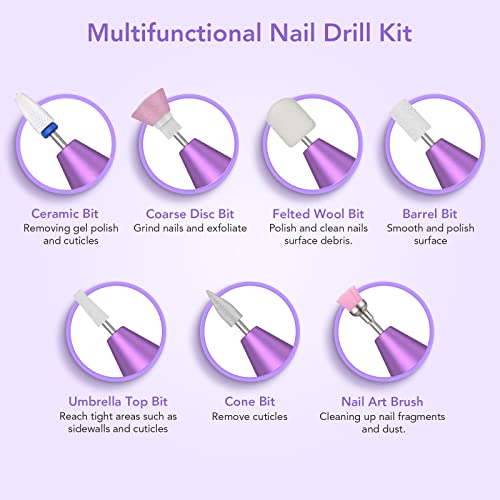 Cordless Electric Nail Drill with Ceramic Bits Gradient Purple