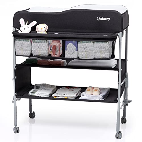 Portable Baby Changing Table Scale Waterproof Height Adjustable Black