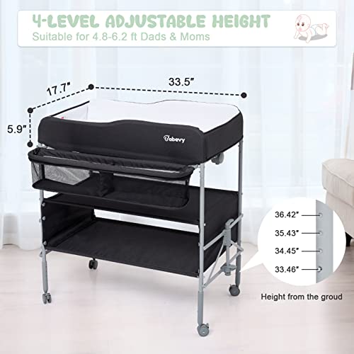 Portable Baby Changing Table Scale Waterproof Height Adjustable Black