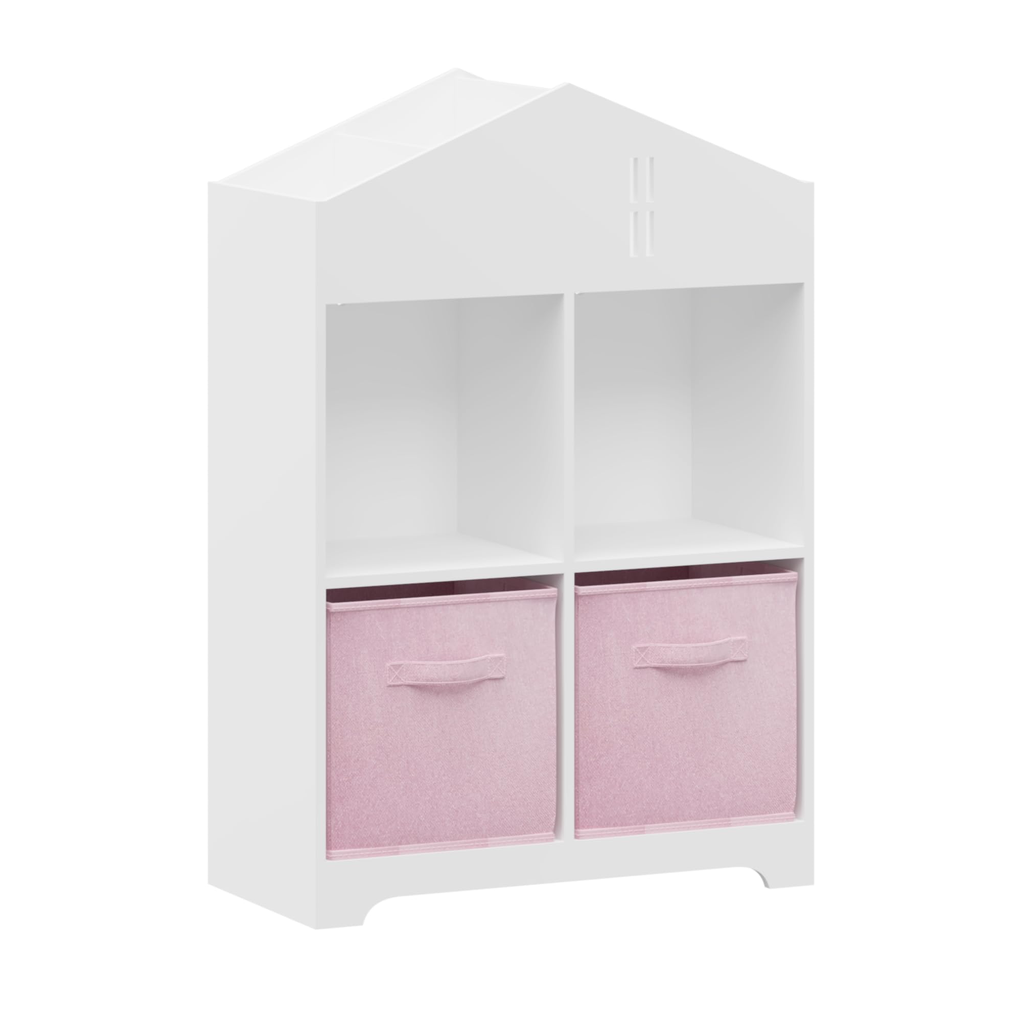 Kids Dollhouse Bookcase with Storage 2-Tier Organizer White