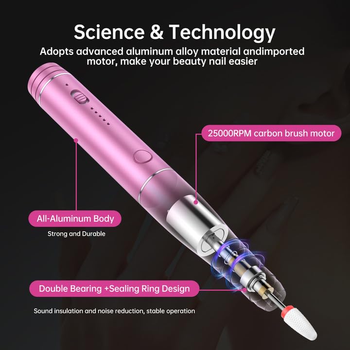 Cordless Electric Nail Drill Machine Rechargeable for Acrylic Gel Nails GainNo