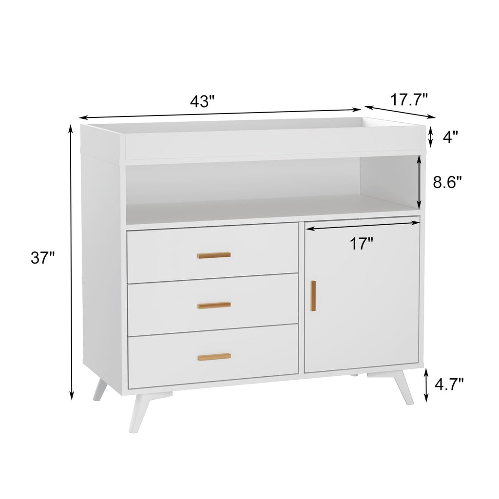 Nursery Dresser with Changing Table Top and 3 Drawers GainNo