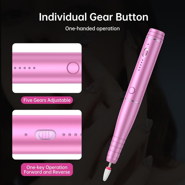 Cordless Electric Nail Drill Machine Rechargeable for Acrylic Gel Nails GainNo