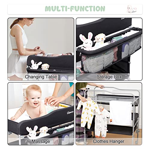 Portable Baby Changing Table Scale Waterproof Height Adjustable Black