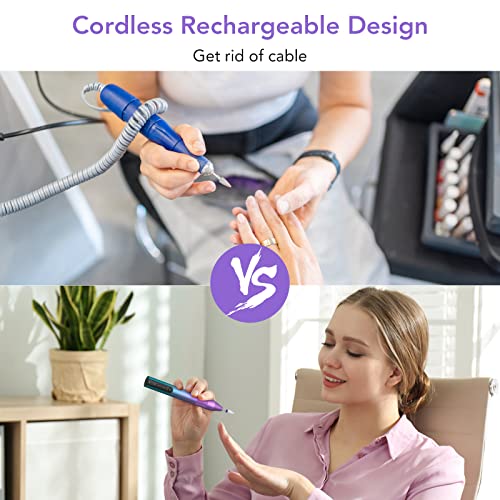 Cordless Electric Nail Drill with Ceramic Bits Gradient Purple