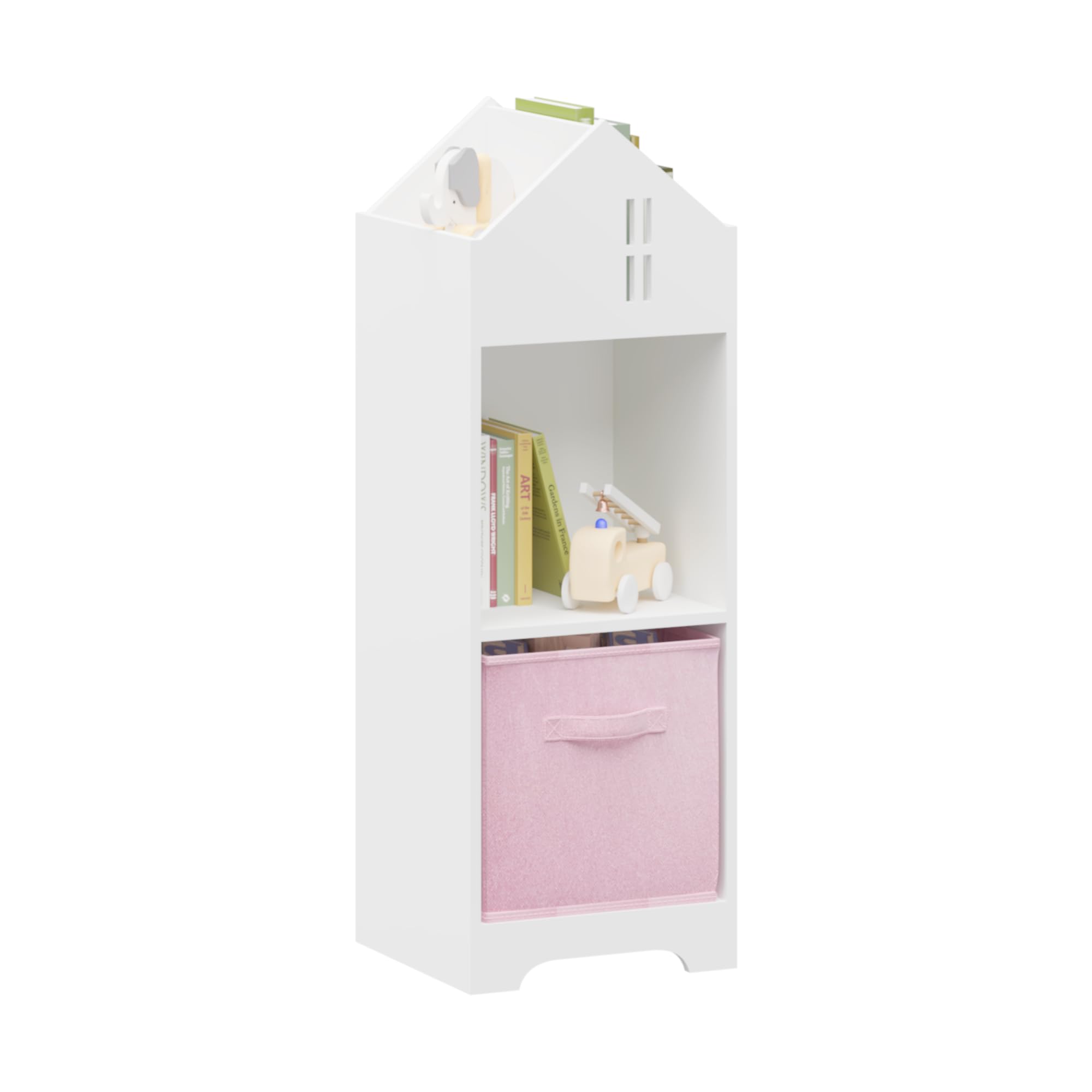 Kids Dollhouse Bookcase with Storage White One Size