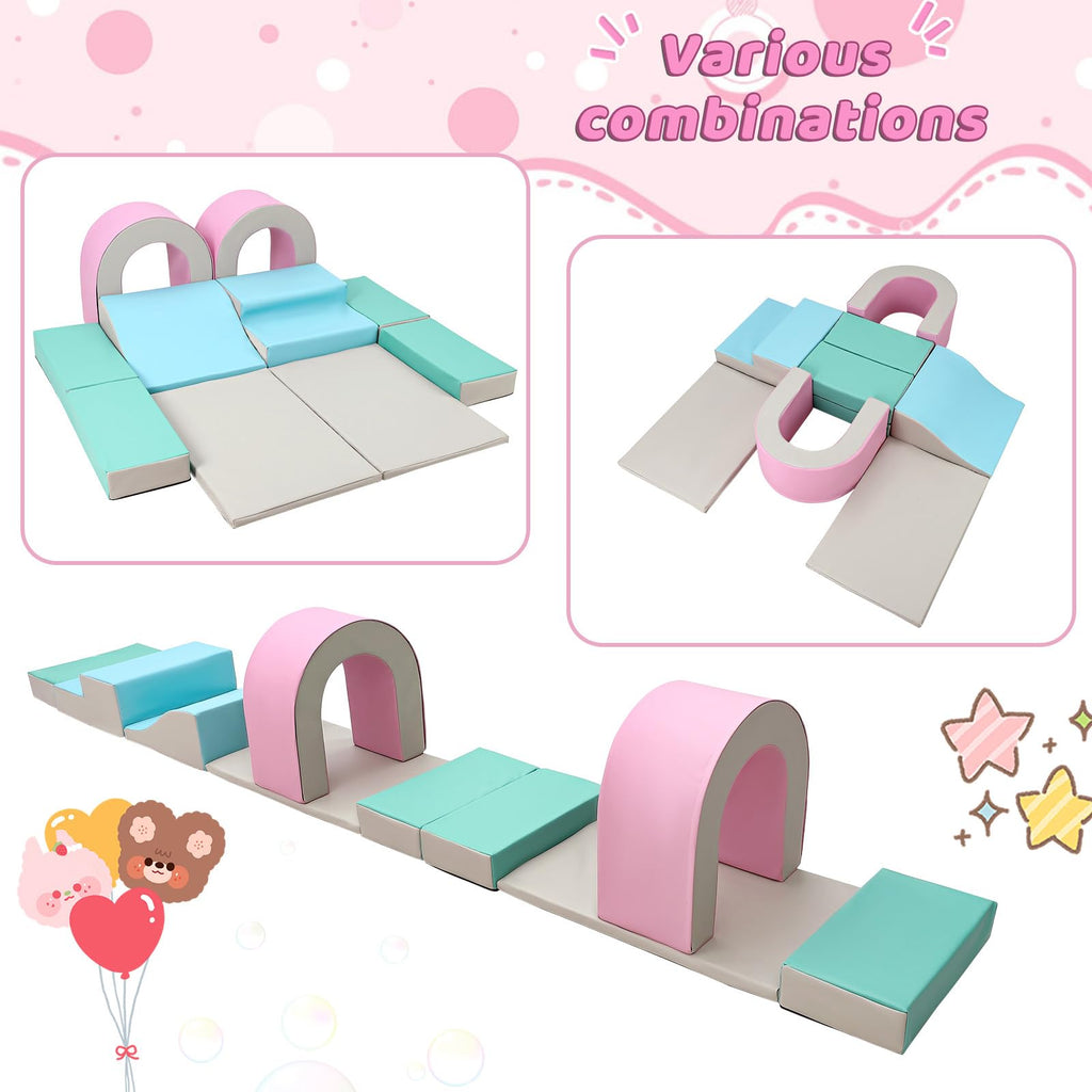 Foam Climbing Blocks Set 10PCS Indoor Active Playset for Toddlers GainNo