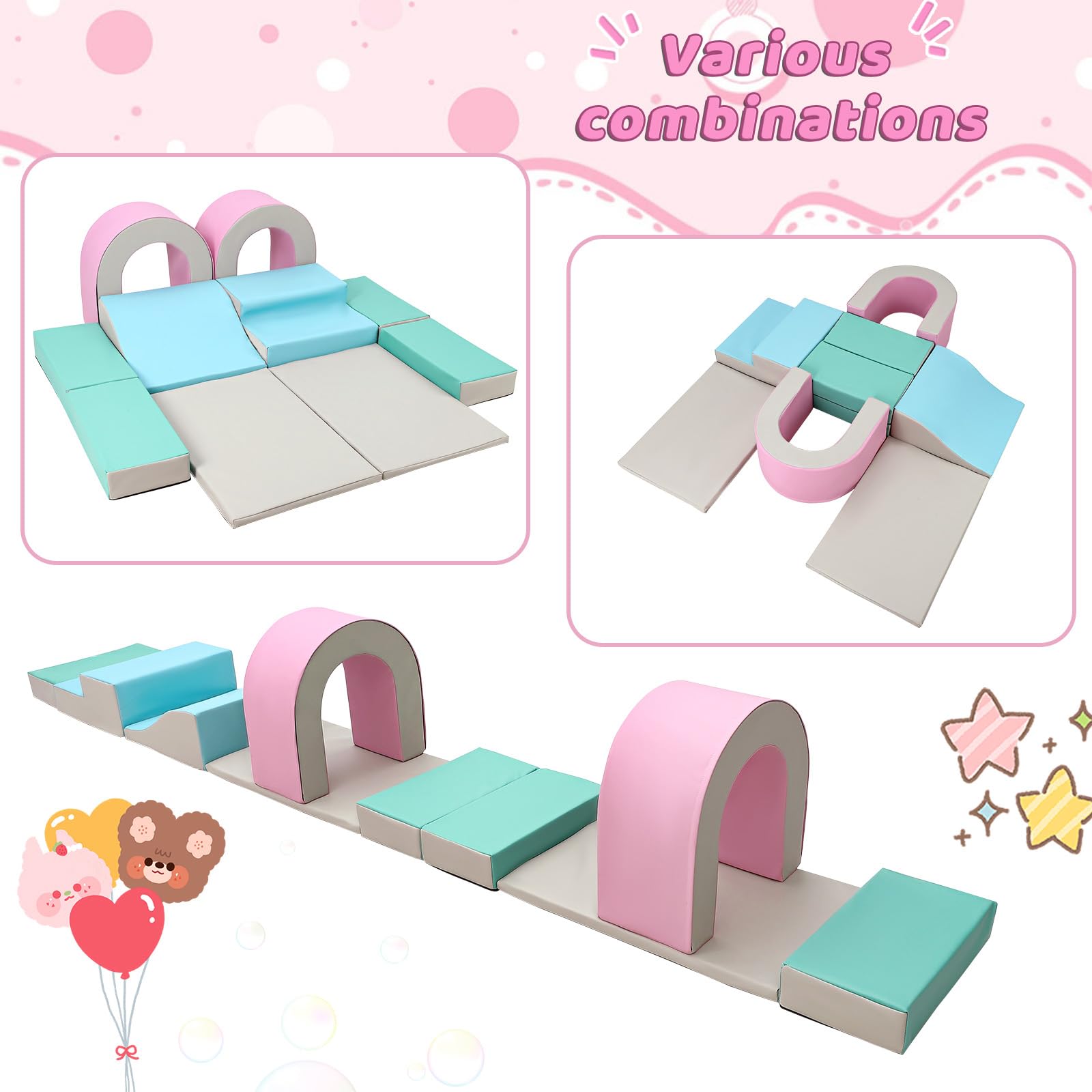 Foam Climbing Blocks Set 10PCS Indoor Active Playset for Toddlers GainNo