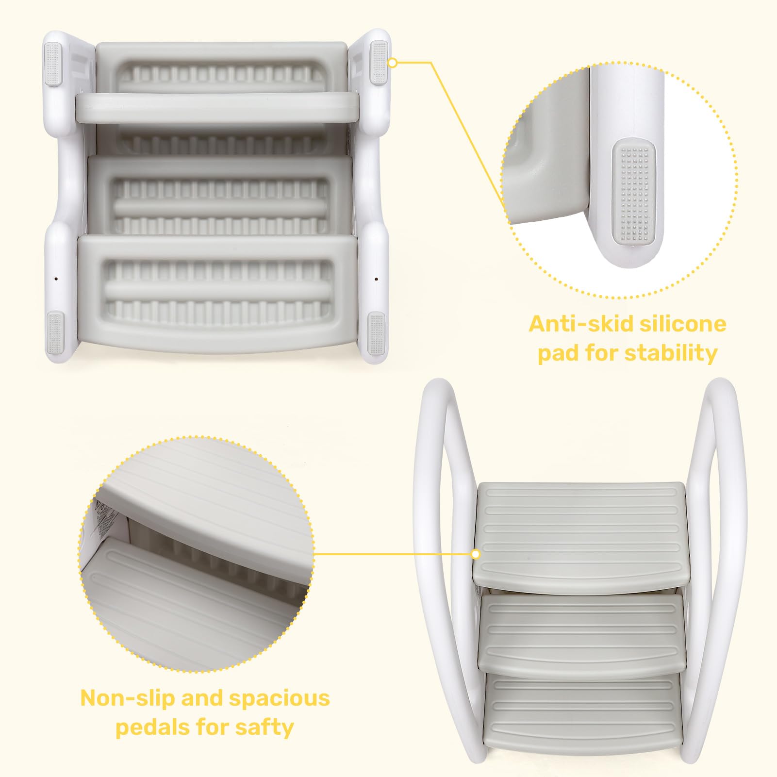 Toddler Step Stool with Handle Adjustable for Bathroom and Kitchen GainNo