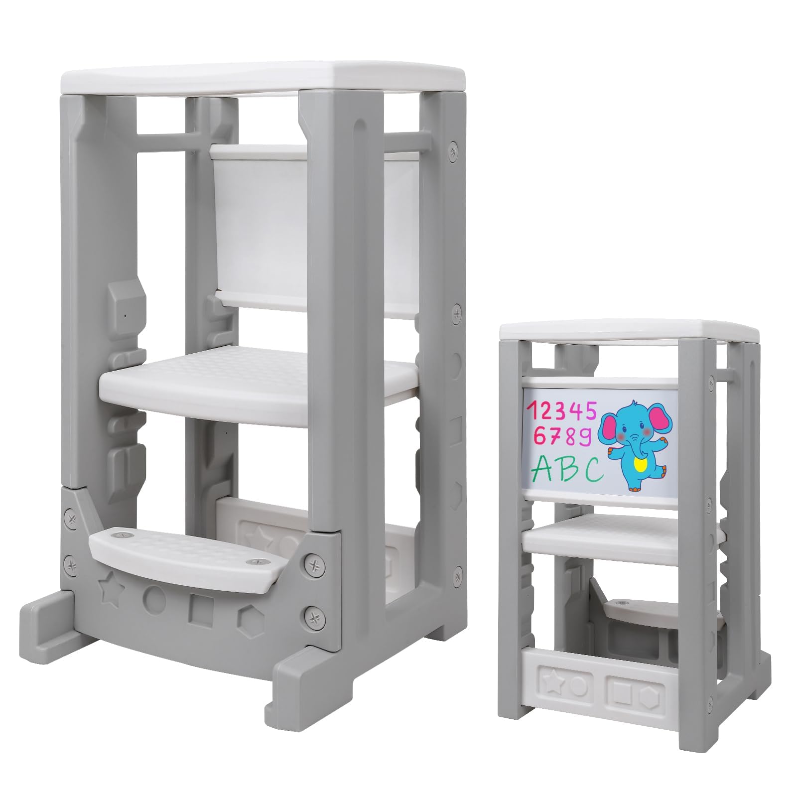 Toddler Standing Tower Kitchen Step Stool Grey GainNo