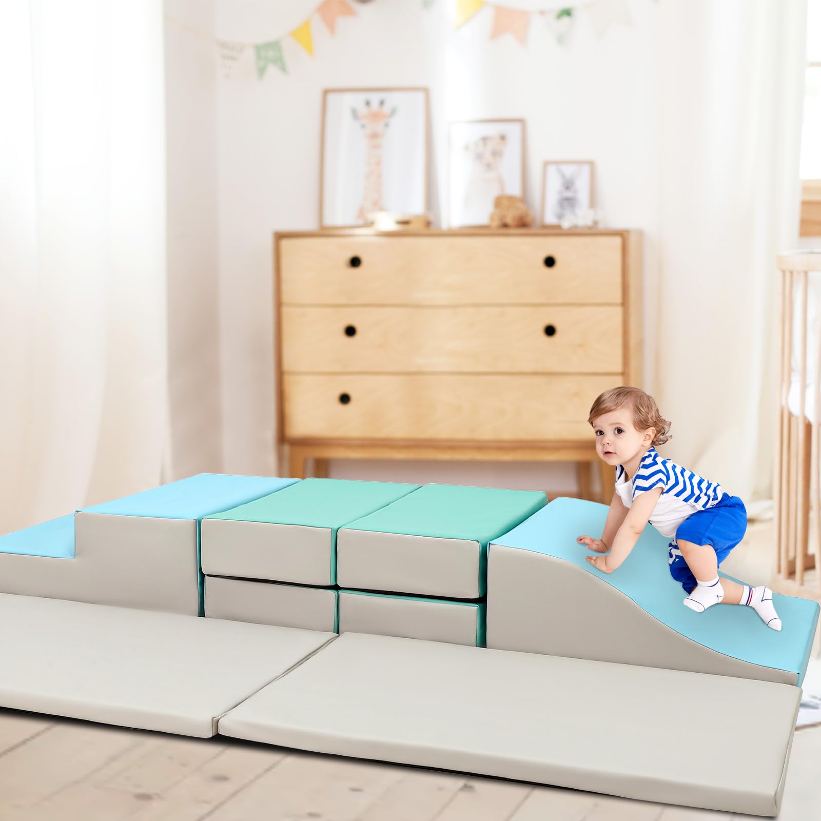 Foam Climbing Blocks Set 10PCS Indoor Playset for Infants and Toddlers GainNo