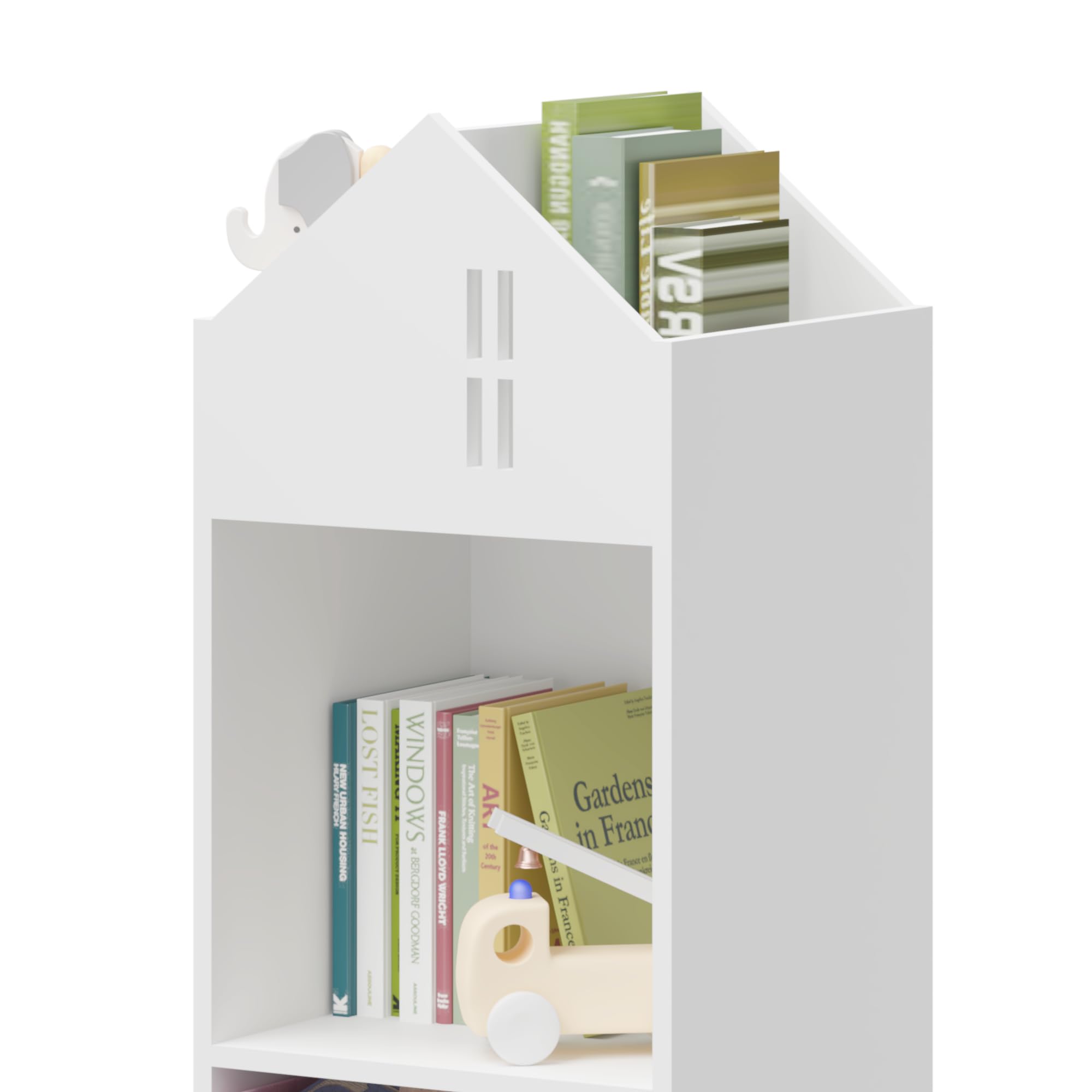 Kids Dollhouse Bookcase with Storage White One Size