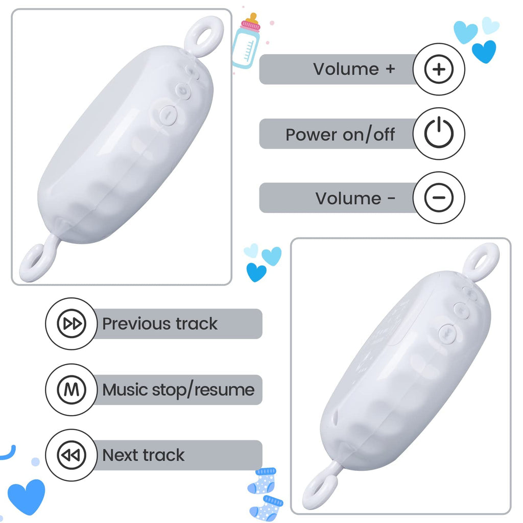 Baby Crib Mobile with Music Motor Spinner Gray