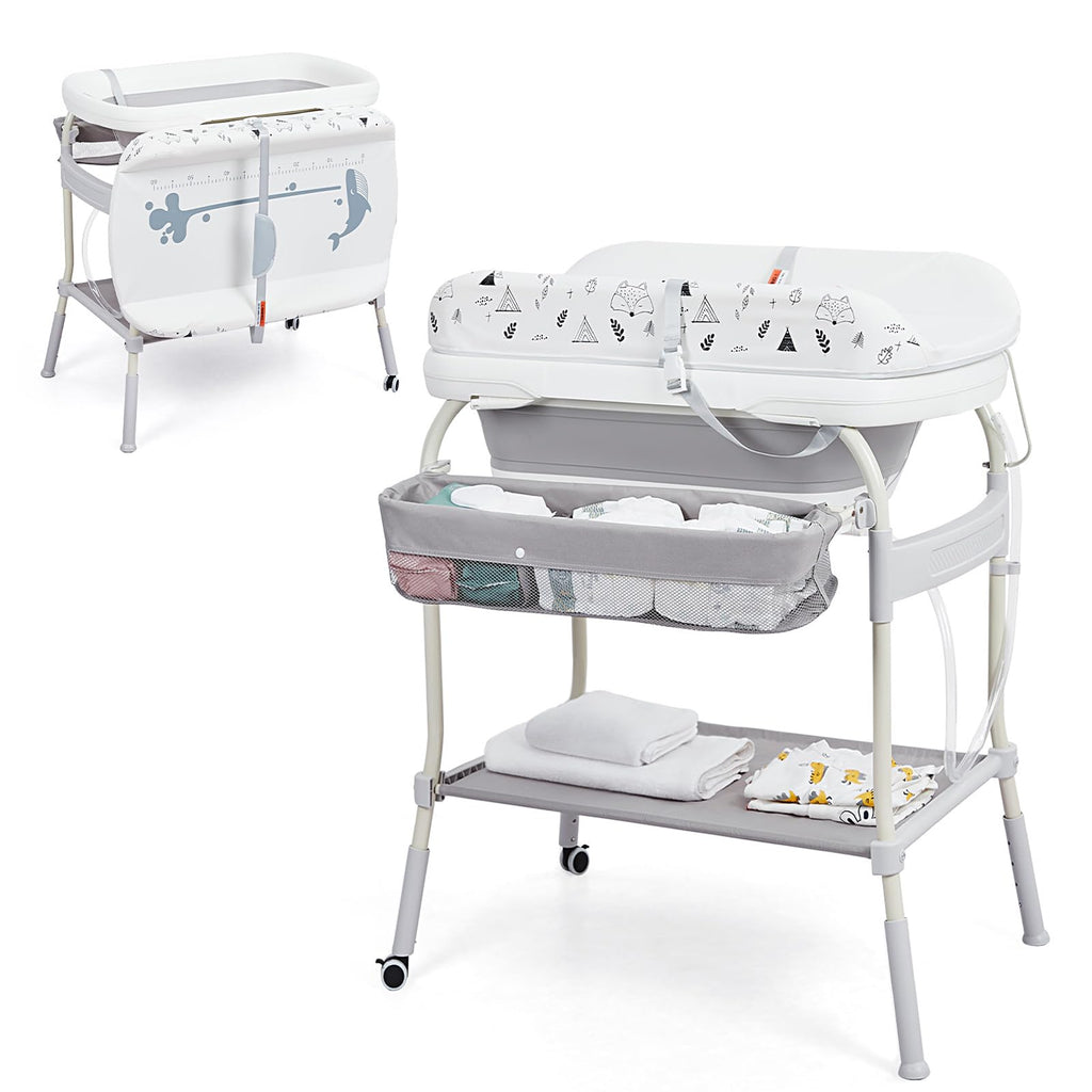 Baby Bathtub with Changing Table Gray GainNo
