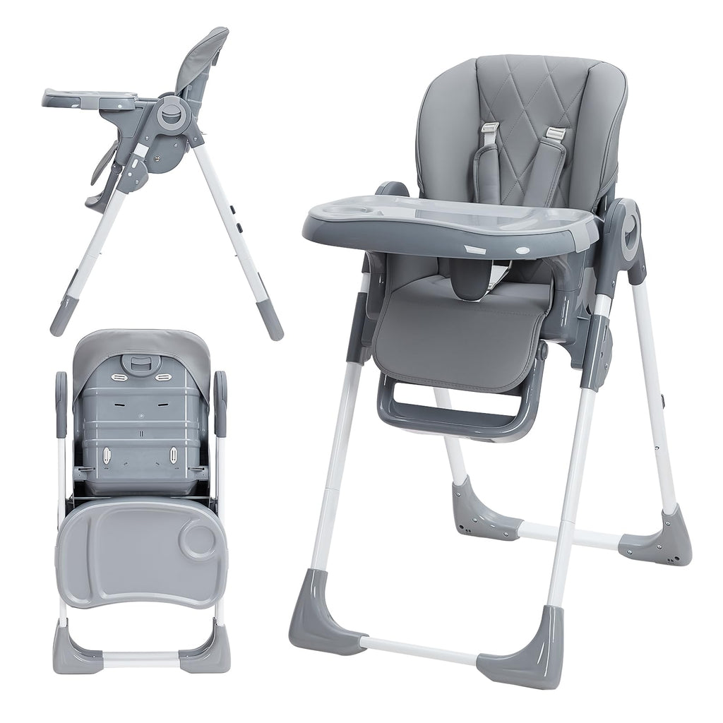 Baby High Chair Multifunctional Adjustable Height and Recline Dark Grey GainNo