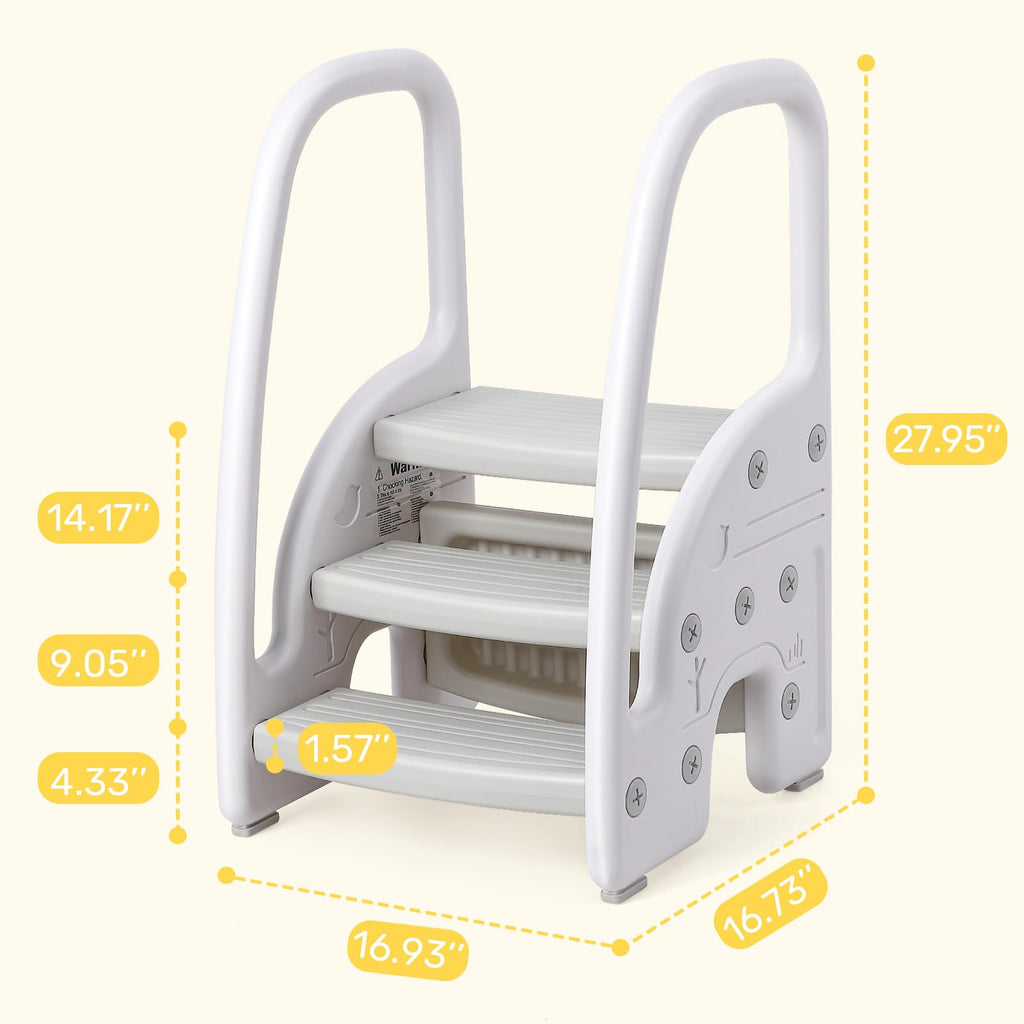 Toddler Step Stool with Handle Adjustable for Bathroom and Kitchen GainNo