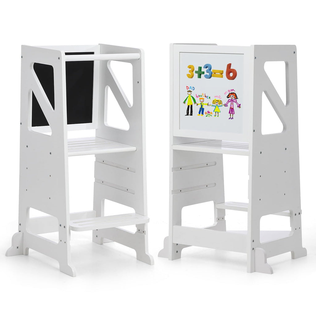 Kids Kitchen Step Stool with Chalkboard Birchwood Adjustable Height