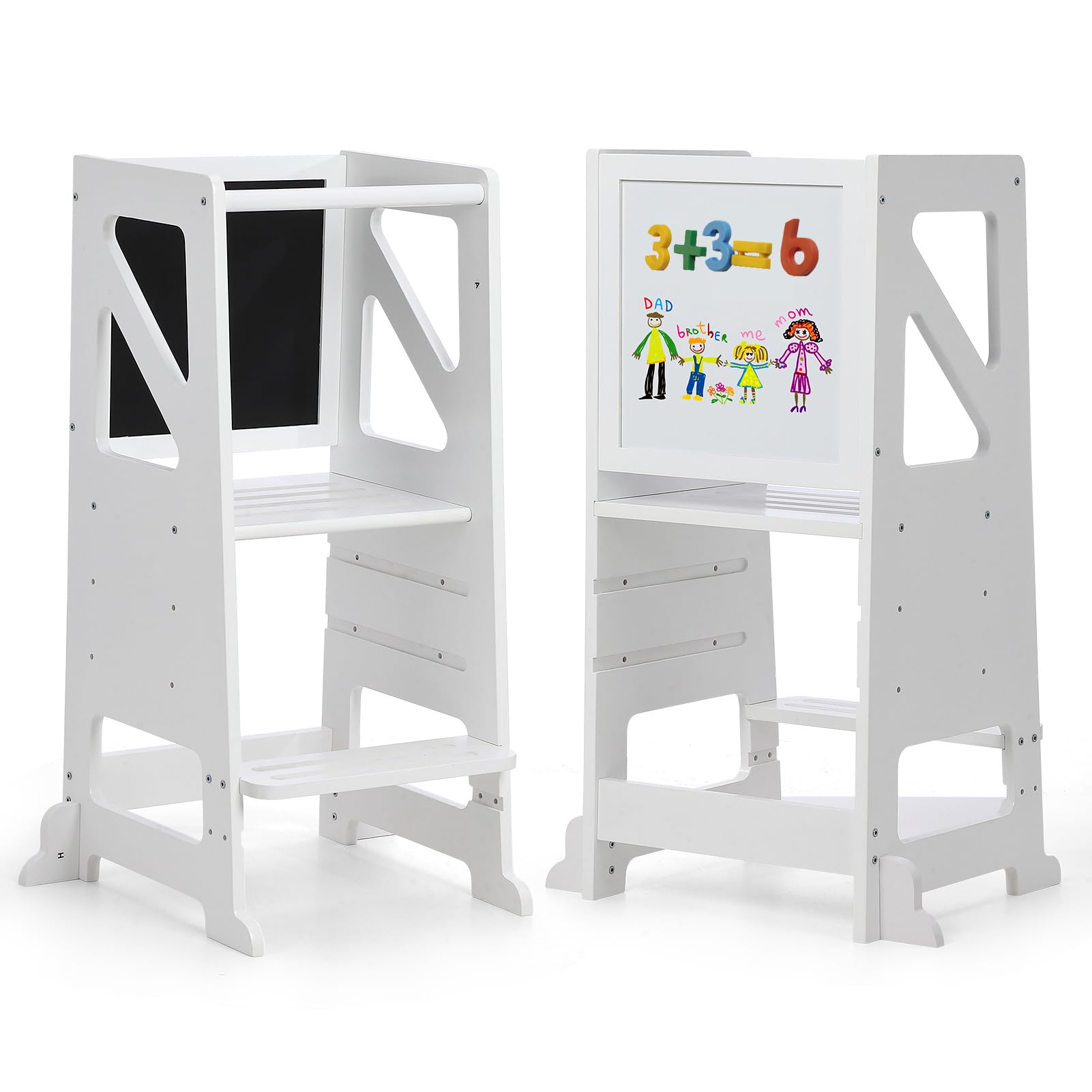Kids Kitchen Step Stool with Chalkboard Birchwood Adjustable Height