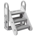 Foldable Toddler Step Stool 3-Step Adjustable Ladder Grey GainNo