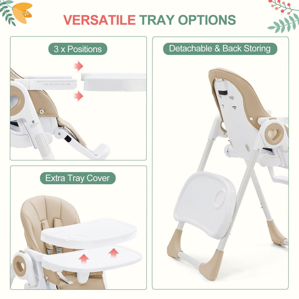 Baby High Chair with Adjustable Heights and Footrests GainNo