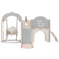 Kids Freestanding Swing Set with Basketball Hoop and Climbing Frame Grey