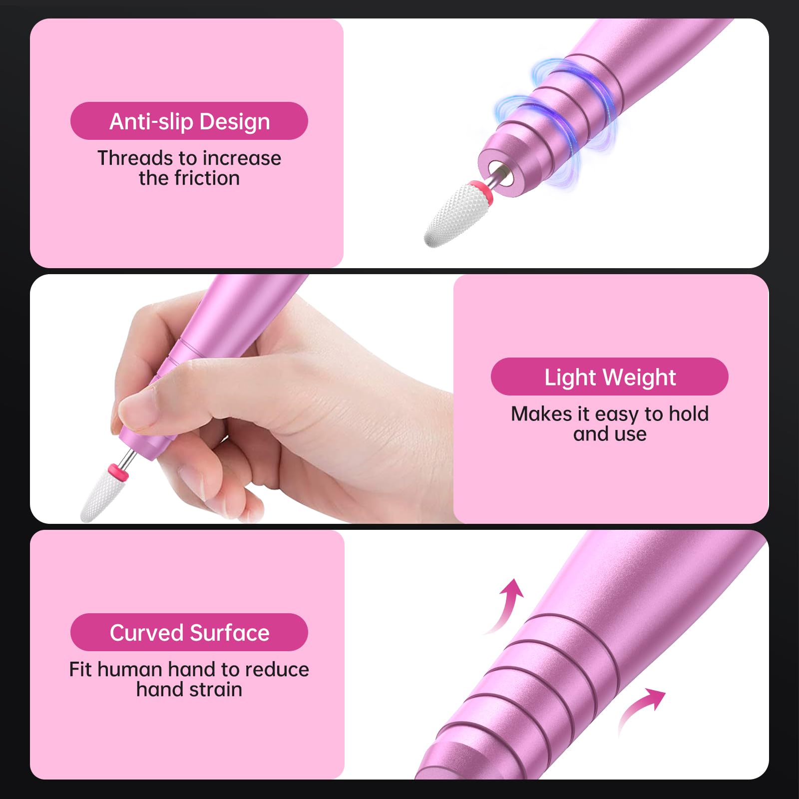 Cordless Electric Nail Drill Machine Rechargeable for Acrylic Gel Nails GainNo