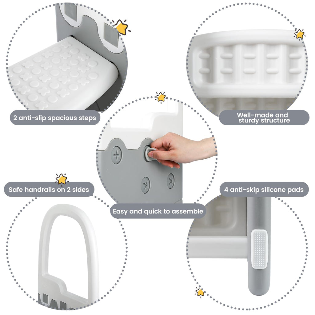 Toddler Step Stool for Bathroom Sink 2-Step Anti-Slip with Handrail