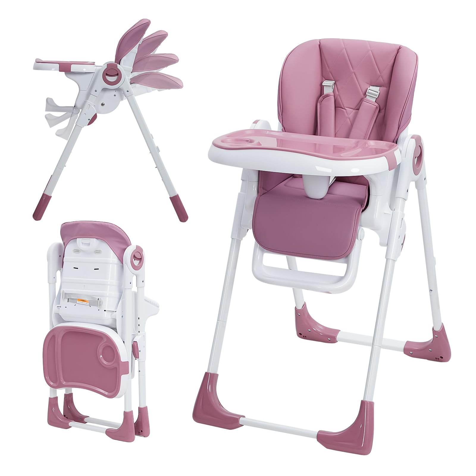 Multifunctional Baby High Chair with Adjustable Height and Recline Lilac