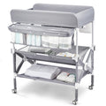 Portable Baby Changing Table with Wheels Adjustable Height Grey