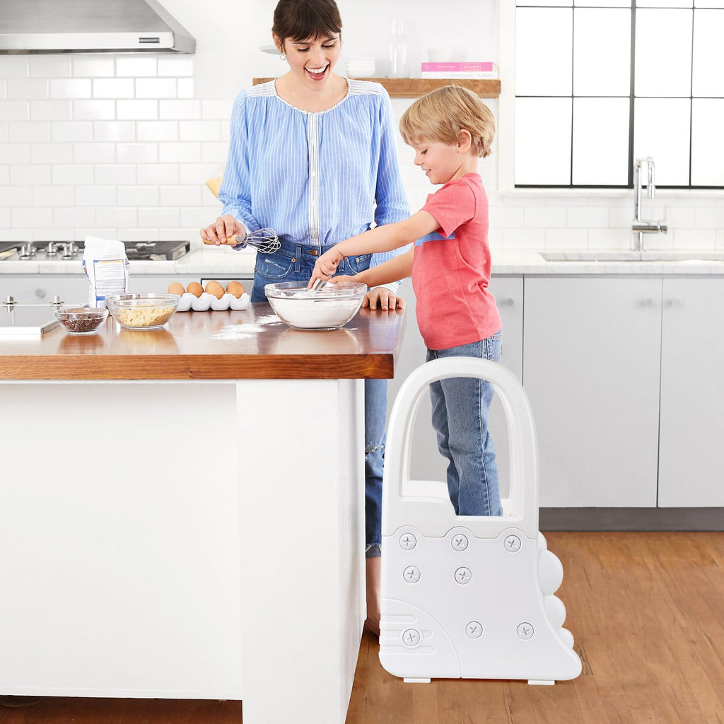 2 Step Stool with Handles for Kids Grey