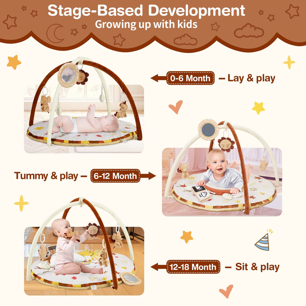 Baby Gym Play Mat with 9 Detachable Toys for Sensory Development GainNo