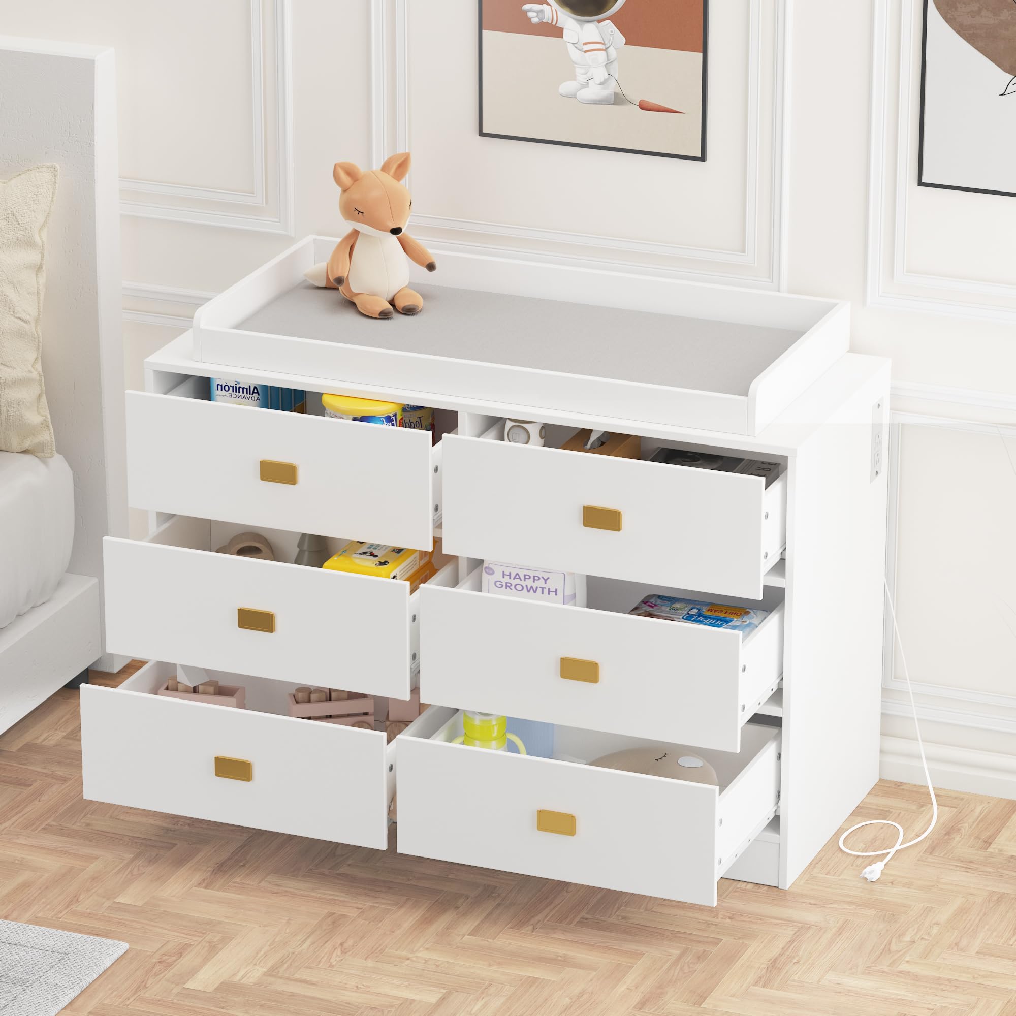 Baby Changing Table Dresser with Removable Top White