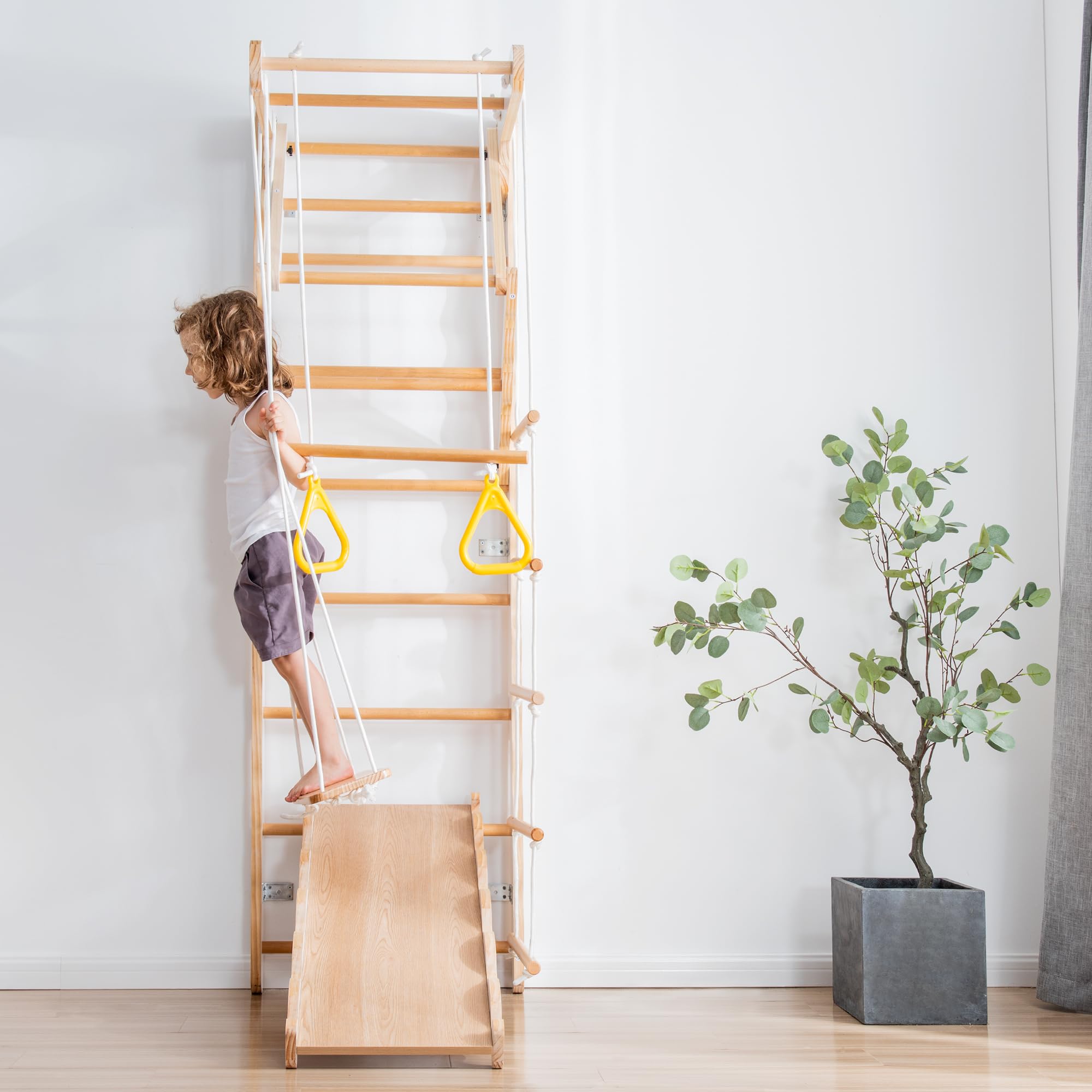 Indoor Climber Playset for Toddlers with Plate Swing and Slide GainNo