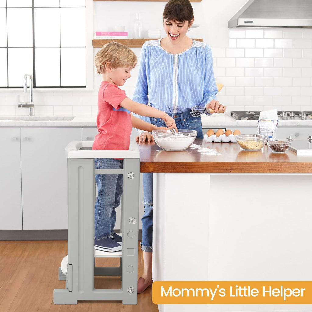 Toddler Standing Tower Kitchen Step Stool Grey GainNo
