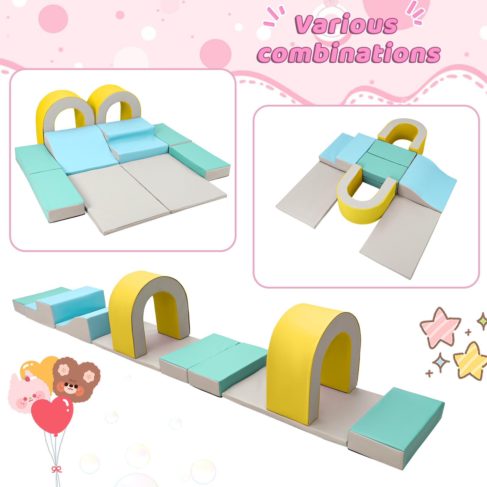 Foam Climbing Blocks Set 10PCS Indoor Playset for Infants and Toddlers GainNo