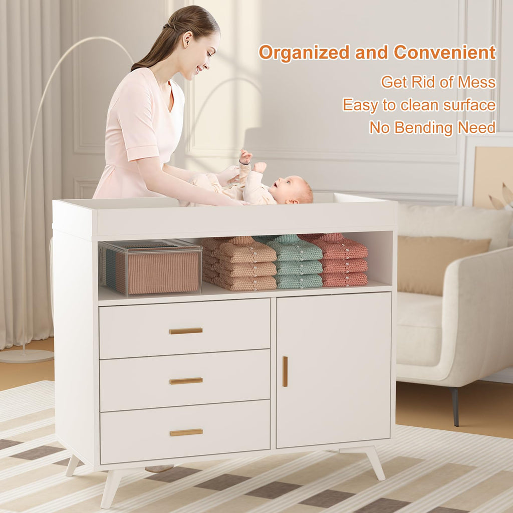 Nursery Dresser with Changing Table Top and 3 Drawers GainNo