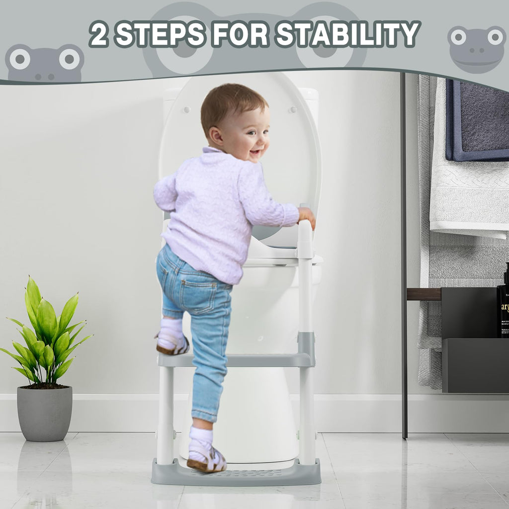 Potty Training Seat with Step Stool Ladder for Toddlers Gray