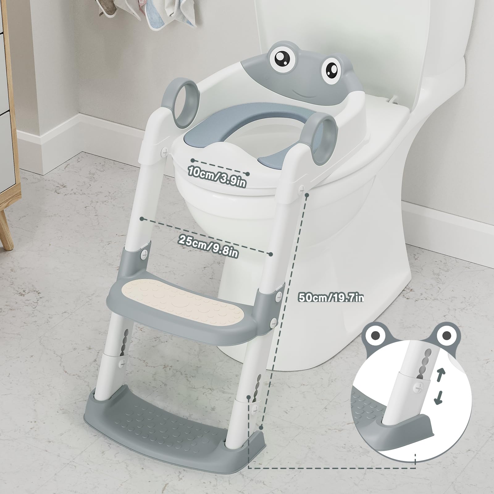 Potty Training Seat with Step Stool Ladder for Toddlers Gray
