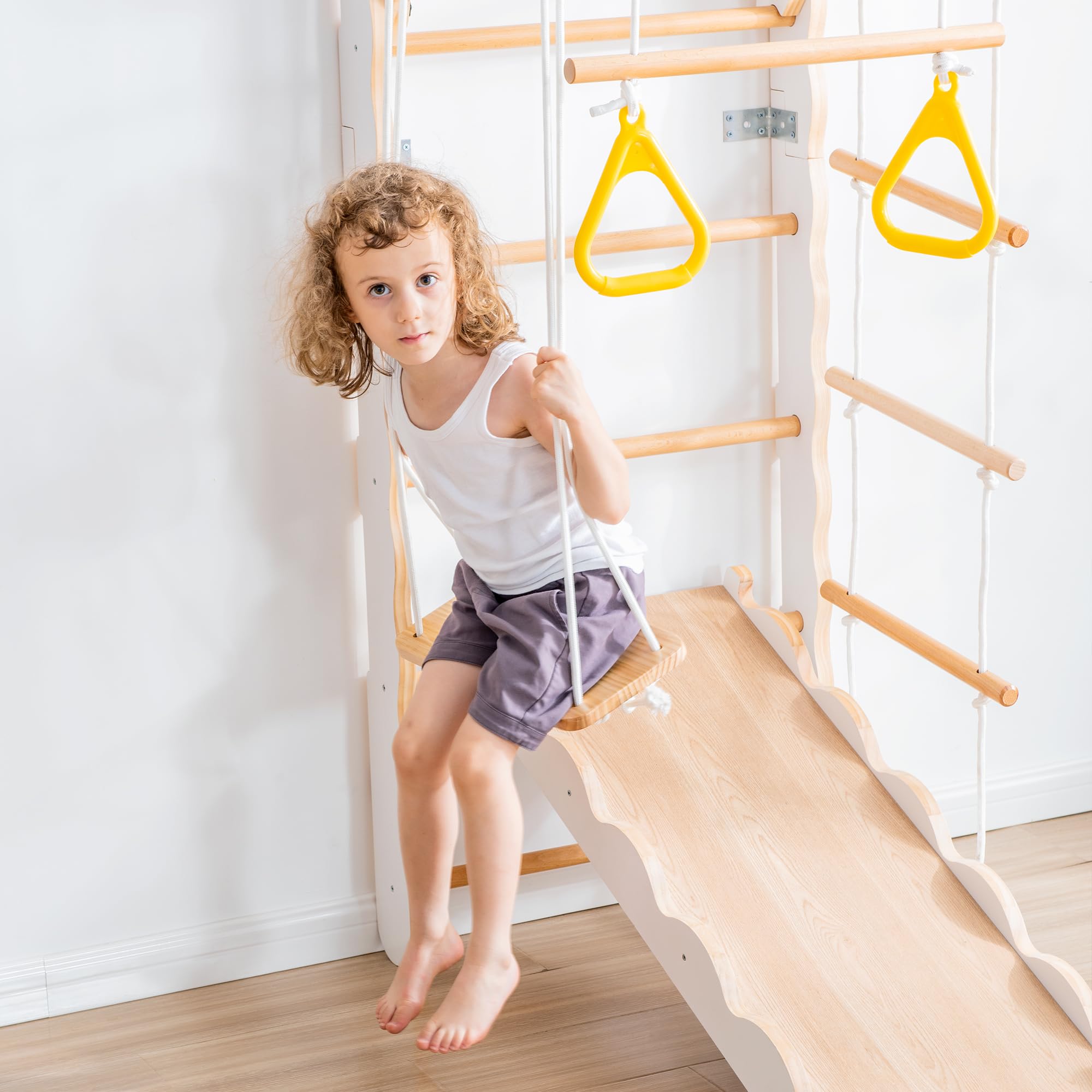 Indoor Climber Playset for Toddlers with Plate Swing and Slide GainNo