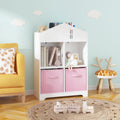 Kids Dollhouse Bookcase with Storage 2-Tier Organizer White