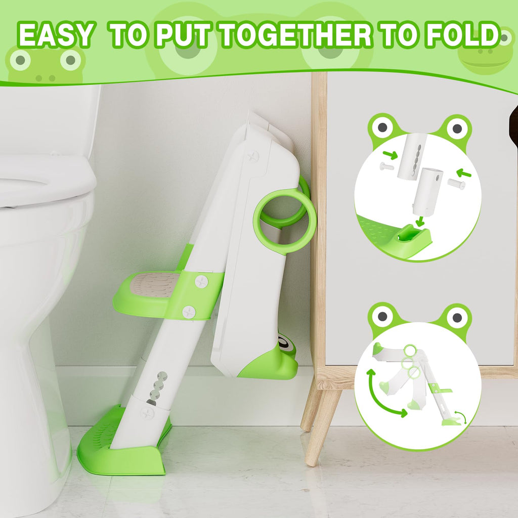 Potty Training Seat with Step Stool Ladder for Toddlers Green