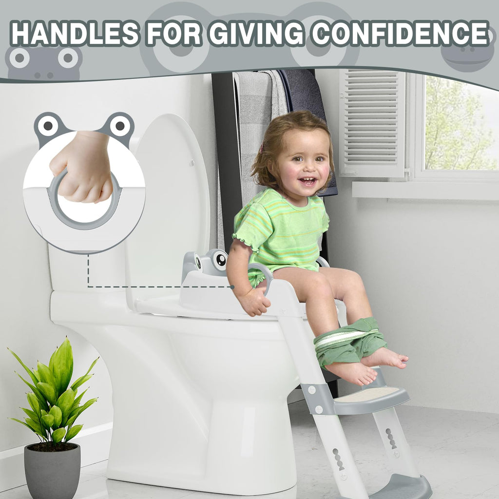 Potty Training Seat with Step Stool Ladder for Toddlers Gray