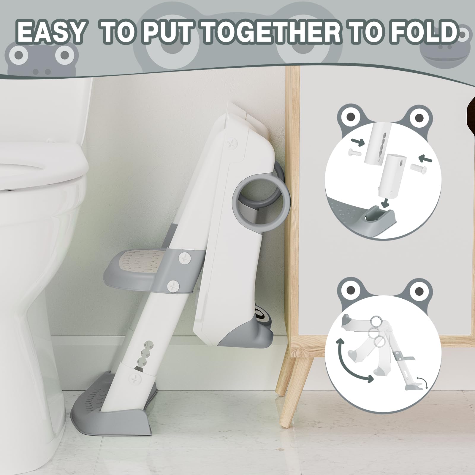 Potty Training Seat with Step Stool Ladder for Toddlers Gray