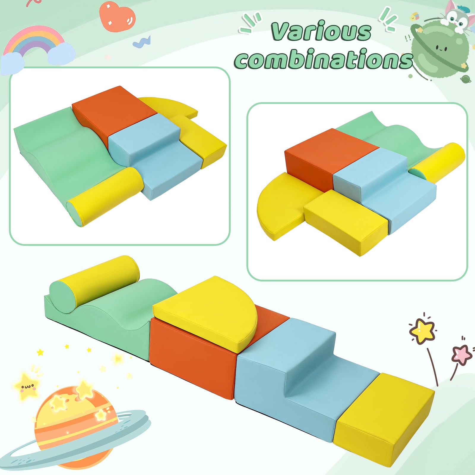 Foam Climbing Blocks Set 10PCS Indoor Active Playset for Toddlers GainNo